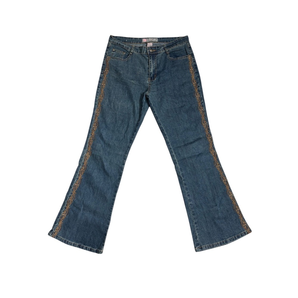 COS Denim Flare Jeans with Gold Detailing